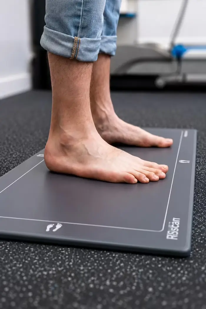 Podiatrist assessing heel pain and lower limb loading at Active Step in Fareham