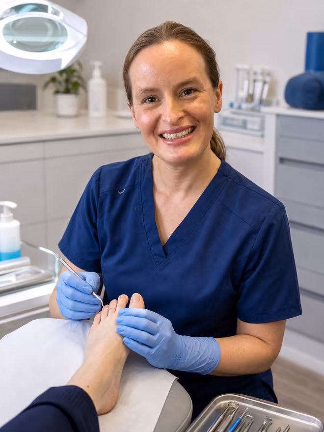 Active Step clinician providing routine foot care treatment